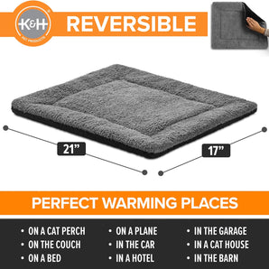 K&H Self-Warming Cat & Dog Pad 21x17 Cozy Heat Reflecting Pet Bed Mat Gray/Black