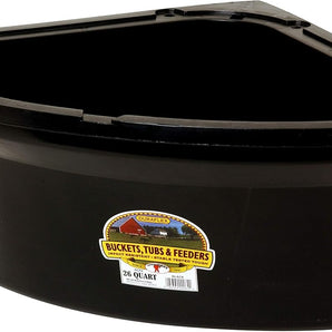 Little Giant Plastic Corner Feeder 26 Quart Space-Saving Livestock Feed, Black