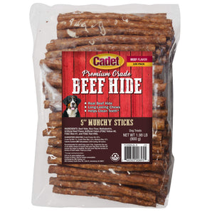 Cadet Rawhide Munchy Sticks Beef Basted Dog Treats 5" 100PCK