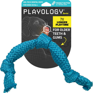 Playology Rope Dog Toy Jumbo Peanut Butter Scent for Large Senior Dogs