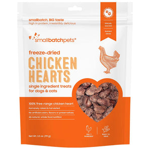 Smallbatch Chicken Heart Freeze Dried Treats for Dogs & Cats 3.5oz
