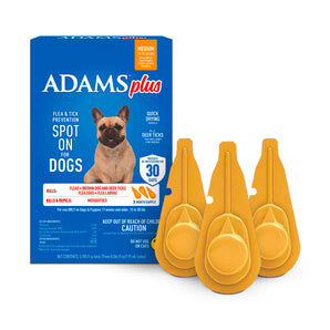 Adams Plus Flea & Tick Spot On 3 Doses 30 Day Control for Medium Dogs 15-30lbs