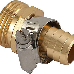Orbit Male Hose Solid Brass Shank Mender 3/4 in. Fitting w/ Clamps Barbed
