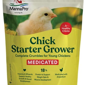 Manna Pro Medicated Chick Starter Grower Feed 18% Protein 5lbs.