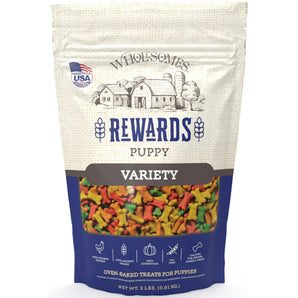 Wholesomes Rewards Puppy Variety Oven-Baked Dog Treats 2lbs USA Made