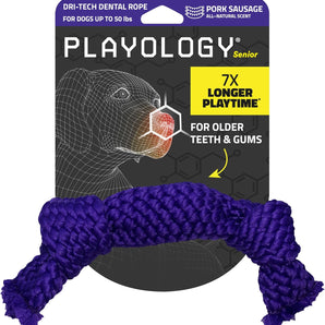 Playology Dri-Tech Pork Sausage Scent Dental Rope Dog Toy, Med Interactive Toy 25-Pack – Wholesale Bundle!