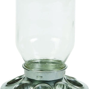 Mason Jar Baby Chick Feeder & Waterer Set - Galvanized Base with Glass Jar Bundle