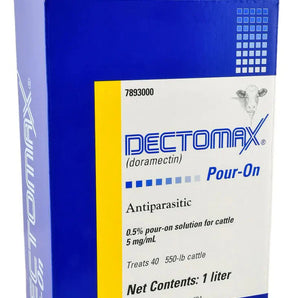 Zoetis Dectomax Cattle Pour-On Dewormer 1 Liter Doramectin Controls 33 Parasites