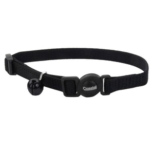Coastal Safe Cat Breakaway Collar 12" Black Nylon Adjustable Buckle Stylish Design