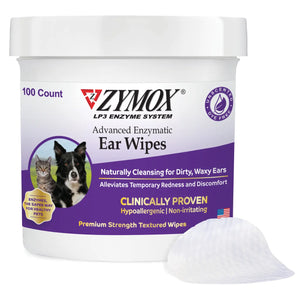 Zymox Advanced Enzymatic Ear Wipes 100ct Hypoallergenic LP3 Enzyme Dogs Cats