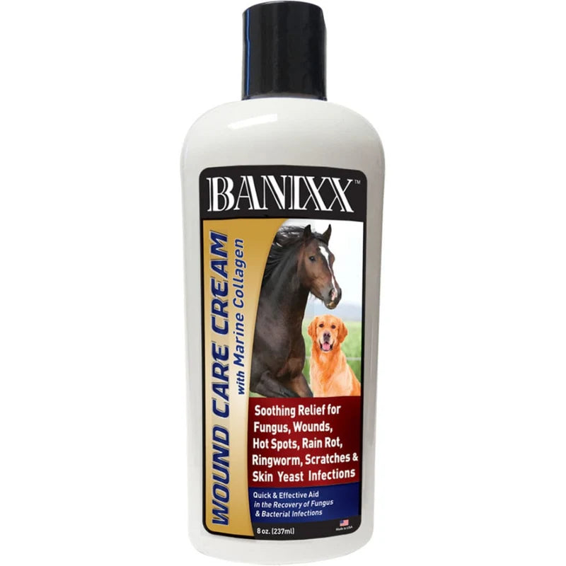 Banixx Wound Care Cream With Marine Collagen Soothing Relief for Wounds 8oz.