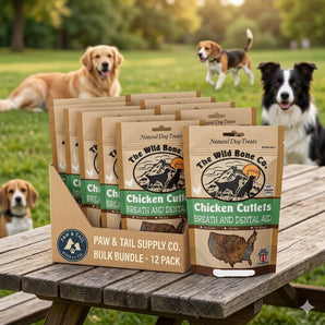 The Wild Bone Company Fresh Breath Chicken Cutlet Dental Aid Dog Treat 3 oz. 12PCK