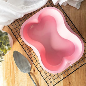 Puppy Cake Dog Bone Shaped Silicone Cake Baking Birthday Pan Pink Large