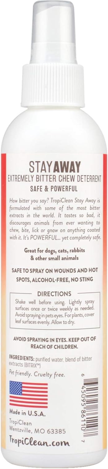 TropiClean Stay Away Chew Deterrent for Cats Dogs Birds Rabbits & Deer 8 oz.