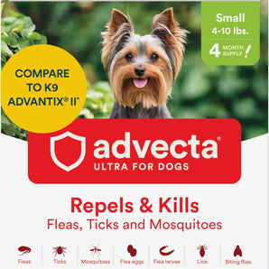 Advecta Ultra Flea Tick Small Dogs 4 Month Supply Waterproof Topical Fast Acting