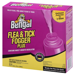Bengal Flea & Tick Fogger 3ct 2.7oz IGR Kills Fleas Ticks 12 Week Control