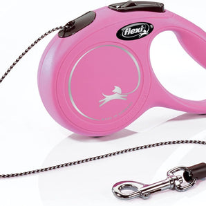 FLEXI New Classic Cord Retractable Leash - XS Dogs 18 lbs 10 ft Pink