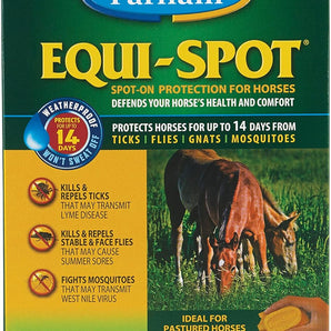 Farnam Equi-Spot Fly Control Horses 3-Pack Waterproof Kills Flies Ticks 6 Weeks
