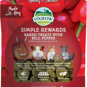 Oxbow Simple Rewards Baked Treats with Bell Pepper and Hay for Small Pets 3 oz.