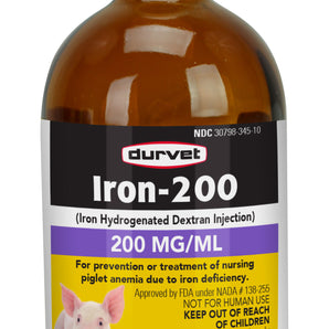 Durvet Iron-200 Injectable Piglet Anemia Prevention Treatment 100mL