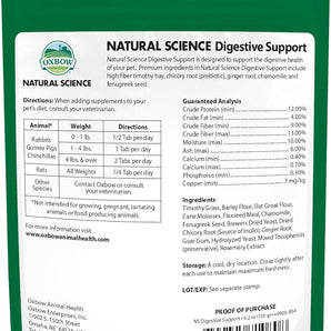 Oxbow Natural Science Digestive Support 60ct Small Pet Supplement Timothy Hay
