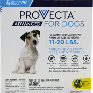 Provecta Advanced Flea Tick Medium Dogs 11–20 lbs 4-Month Topical Application