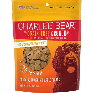 Charlee Bear Grain-Free Bear Crunch Chicken, Pumpkin & Apple Flavor 8 oz. USA Made Pocket Perfect Training Treats