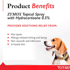 Zymox Topical Spray 0.5% Hydrocortisone Dogs Cats Wounds Itching 2 oz.