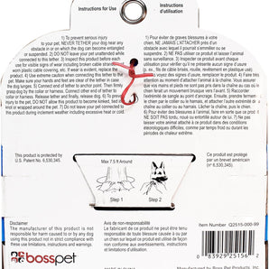 Boss Pet Tie-Out Cable for Large Dogs Up to 60lb 30ft Twin Swivel w/ Spring