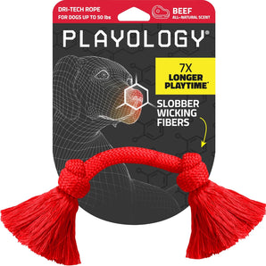 Playology Dri-Tech Rope Dog Toy Beef Scent, Medium Aggressive Chewers 25-Pack – Wholesale Bundle!