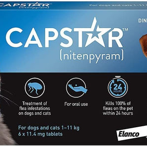 Capstar Fast-Acting Oral Treatment for Dogs & Cats 2-25 lb 6 Doses Fast Acting
