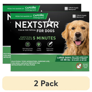 Protect Your Dog from Fleas & Ticks with NEXTSTAR: Fast-Acting 3-Month Supply for Dogs 45-88 Lbs