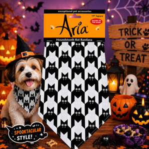 Aria Halloween Bat Houndstooth Dog Bandana One Size Pet Accessory