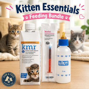 Kitten Essentials Feeding Bundle – KMR 16 oz, Lixit Nursing Bottle 2 oz & DiaGel for Kittens 30 ml