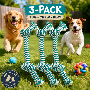 Mammoth Pet Extra Fresh 2 Knot Rope Bone 9" Mint Dental Floss Dog Toy 3-Pack
