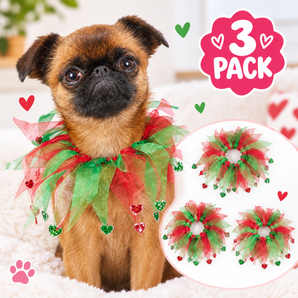 Aria Holiday Heart Scrunchies for Dogs Small Festive Pet Accessories 3-Pack