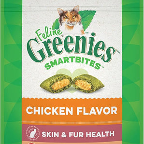 Chicken Adult Cat Greenies Feline Smartbites Skin & Fur Crunchy Soft Natural Treats, Flavor