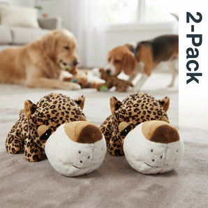 Digger's Mini FatHedz Cheetah Plush Dog Toy 7-Inch With Squeaker 2-Pack