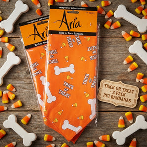 Halloween Aria Trick Treat Dog Bandana Bones Candy Fun Accessory 2-Pack