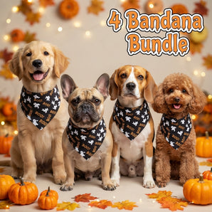 Top Performance Halloween Glow Ghost Pet Bandana Hav-A-Hank Fun Accessory 4-Pack
