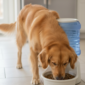 Pet Lodge Chow Tower Deluxe 16 lb Auto Dog Feeder Gravity Dispenser Indoor Outdoor