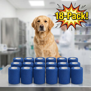 Wrap-It-Up 4 Inch No-Chew Self-Cohesive Bandages Pets Animals Human Use Blue 18-Pack