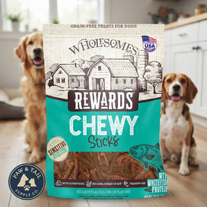 Wholesomes Rewards Whitefish Chewy Sticks Dog Treats Sensitive Stomachs 25 oz.