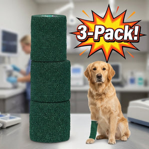 Wrap-It-Up 4" Self Cohesive Flexible Bandages Pets Animals & Humans 3-Pack Green