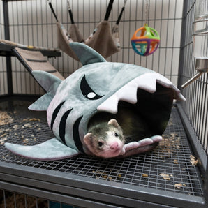 Marshall Ferret Shark Hide-N-Play Plush Burrow & Snuggle Toy Gray