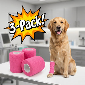 Wrap-It-Up 4" Self Cohesive Flexible Bandages Pets Animals & Humans Pink 3-Pack