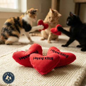 Yeowww Hearrrt Attack Happy Kitty Heart Shape Catnip Toy 4" 3-Pack