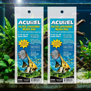 Acurel Filter Lifeguard Media Bag 3 x 8 Inch Washable Reusable Nylon Aquarium Use 2-Pack