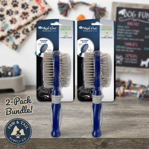 Four Paws Magic Coat Dual-Sided Combo Brush 2-in-1 Dog & Cat Grooming 2-Pack