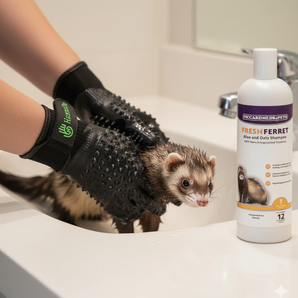 Piccardmeds4pets Ferret Aloe Oats Shampoo 12oz + HandsOn Grooming Gloves Small Combo